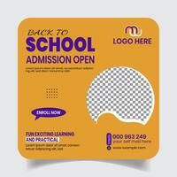Minimalistic New Kids School Social Media Post Template Design vector