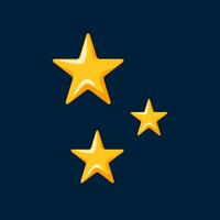 Three yellow stars set on a dark background. Cartoon style icon for design. vector