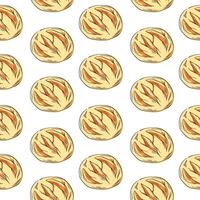 Seamless pattern in line art style bread loaves. Ideal for bakery and restaurant design, packaging or menu. Illustration a white background. vector