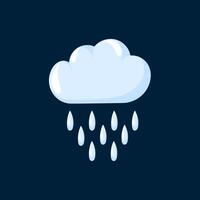 Rain cloud with raindrops in cartoon style. Design for weather forecasts, apps, or climate projects. Clean and minimalistic design. vector