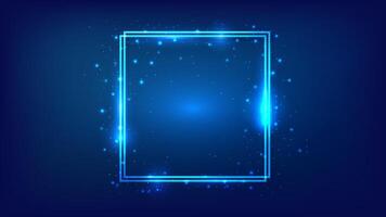 Neon double square frame vector