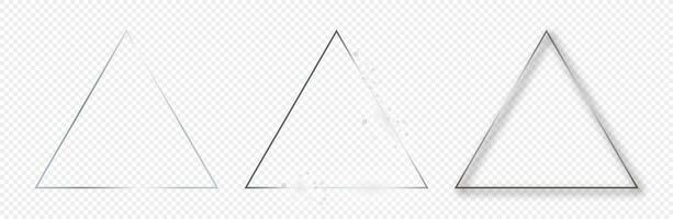 Silver glowing triangle frame vector