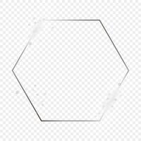 Silver glowing hexagon frame with sparkles vector