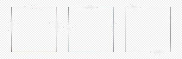 Silver glowing square frame vector