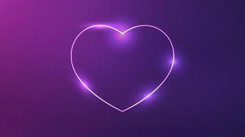 Neon frame in heart form with shining effects vector