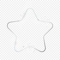 Silver glowing rounded star shape frame with sparkles vector