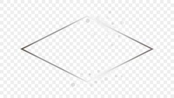 Silver glowing rhombus shape frame with sparkles vector