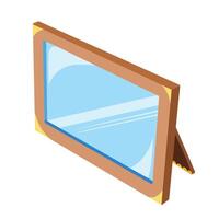 Wooden picture frame object illustration isolated on square white background. Simple flat cartoon art styled drawing. vector