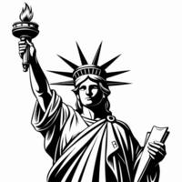 Statue of Liberty sketch hand drawn with black lines, isolated on white background Free vector