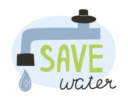 Leaking Faucet with Save Water Message vector