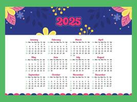 Abstract decorative geometric 2025 New Year Calendar template grid style vector