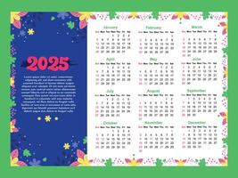 Abstract decorative grid 2025 New Year Calendar template grid style vector