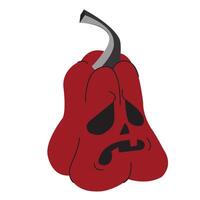 Halloween pumpkin with sad expression. illustration isolated on white background. vector