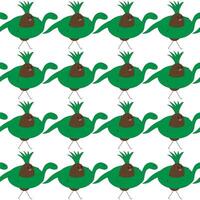 Funny pineapple character with a dinosaur swimming ring. Simple seamless pattern. illustration. vector