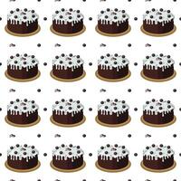 Chocolate cake with sugar icing. illustration on a white background. Simple seamless pattern. vector