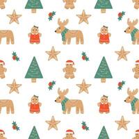 Gingerbread cookies Christmas pattern vector