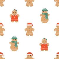 Gingerbread cookies seamless pattern vector