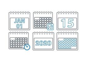 Calendar Icon set. line style EPS vector