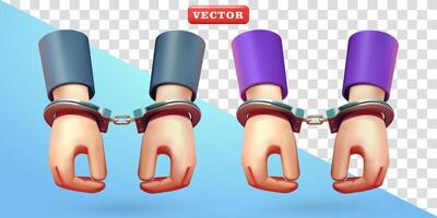 Handcuffed hands, 3d. Suitable for laws and design elements vector