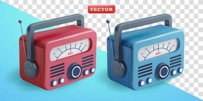 Vintage radio, 3d. Suitable for design elements and media vector