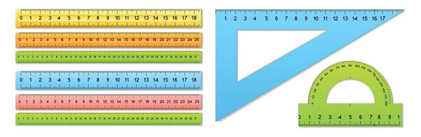 School Ruler, Protractor, Triangular with Scale. Illustration vector