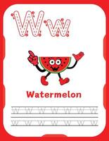 Letter W Tracing Practice for Young Learners vector