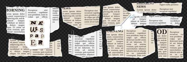 Set of Crumpled torn papers with Jagged edges. Collage. Concept scraps background, newspaper fragments. Trendy vintage design elements. Old news sheets. illustration. vector