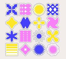 Trendy brutalist geometric bold pattern. Bauhaus inspired minimalist primitive block, brutalism simple shapes. linear neon illustration vector