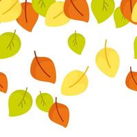 Seamless border of autumn leaves and falling vector