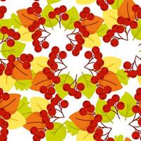 Seamless bright pattern of autumn leaves and berries vector