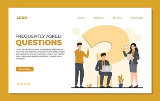 faq frequently asked questions concept illustration Flat design website landing page template with people and question mark. illustration vector