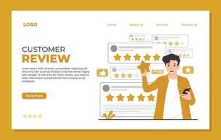 Customer review landing page template. Customer review concept. Customer review concept. vector