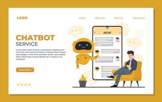 Chatbot landing page. Flat design illustration. Chat bot, artificial intelligence, machine learning concept. vector