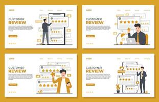 customer review landing page template reviews and reviews. Flat style illustration. vector