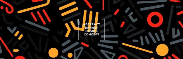 Modern colorful abstract banner with naive doodle forms in a geometric pattern, primitive style ideal for creative backgrounds and contemporary art design projects. Eps vector