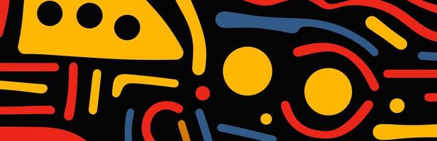 Colorful wavy liquid fluidity banner with abstract doodle primitive style, perfect for creative modern backgrounds, artistic design projects, and contemporary visual compositions. Eps vector