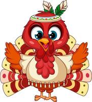 Turkey in Native American Outfit with Feather vector