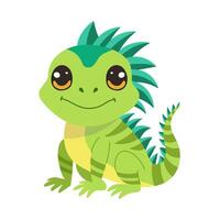 A green lizard with a big smile on its face. The lizard is sitting vector