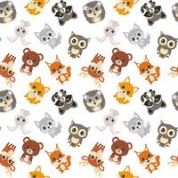 A collection of cartoon animals in various poses and colors. The image is a playful and whimsical representation of the animal kingdom vector