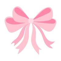 A pink ribbon with a bow is drawn on a white background. The ribbon is long and has a pink color vector