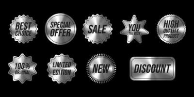 A set of shiny holographic silver circles with varying sizes and shapes vector