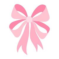 A pink ribbon with a bow is drawn on a white background. The ribbon is drawn in a way that it looks like it is being tied, and it is pink in color vector