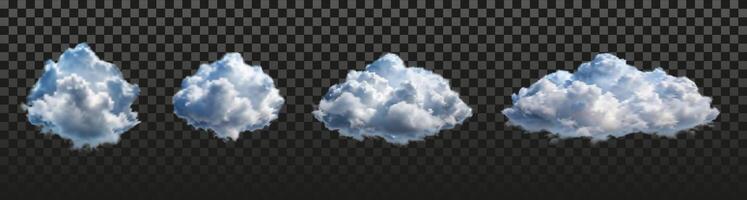 Four different clouds in the sky. The clouds are all different sizes and shapes vector