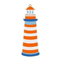 A lighthouse with a blue and white stripe vector