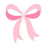 A pink ribbon with a bow is drawn on a white background. The ribbon is drawn in a way that it looks like it is being tied vector