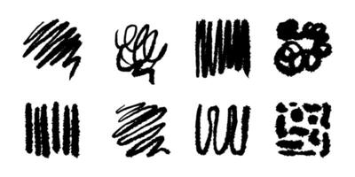 Chalk underlines and stroke line set. Crayon hand drawn pencil lines and design elements. Charcoal pencil straight scribble black strokes. vector