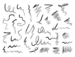Hand drawn brush lines. Black marker smears. Line pen set. Doodle style sketch lines. Wavy strokes with rough edges. vector