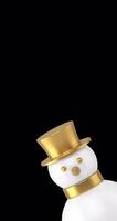 Snowman in golden hat appears from the lower right corner on a blue background video