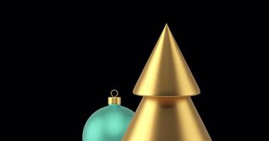 Christmas golden tree and ball popping up animation with Alpha Channel video