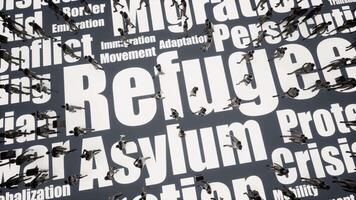 Refugee Migration Word Cloud And People Crowd video